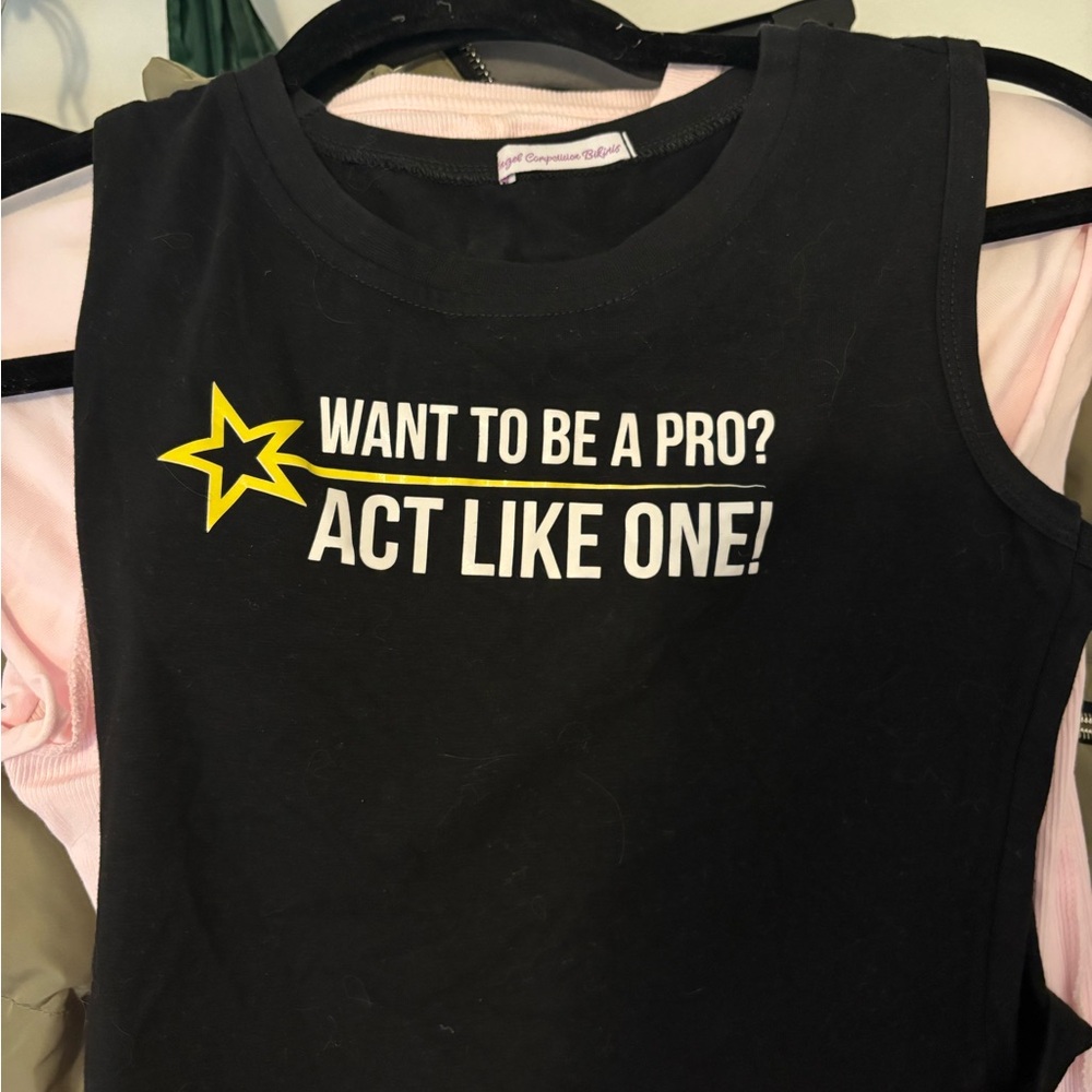 Black Sleeveless Crop Top with Pro Motivation saying ACB